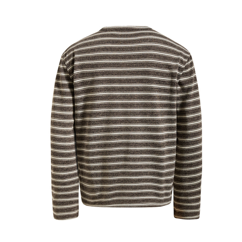 Men's Striped Henley Long-Sleeve Shirt – Vintage American Lazy Style