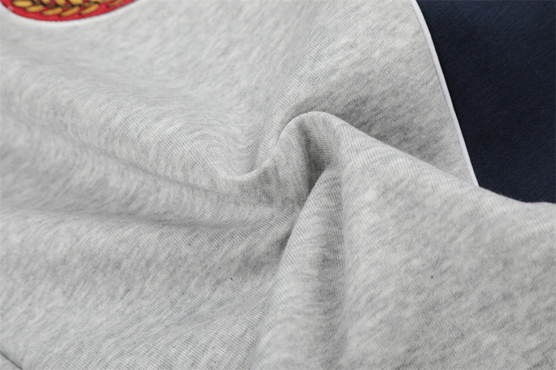 Colorblock Wide-Leg Sweatpants with Eagle Emblem & Faux Double Waistband