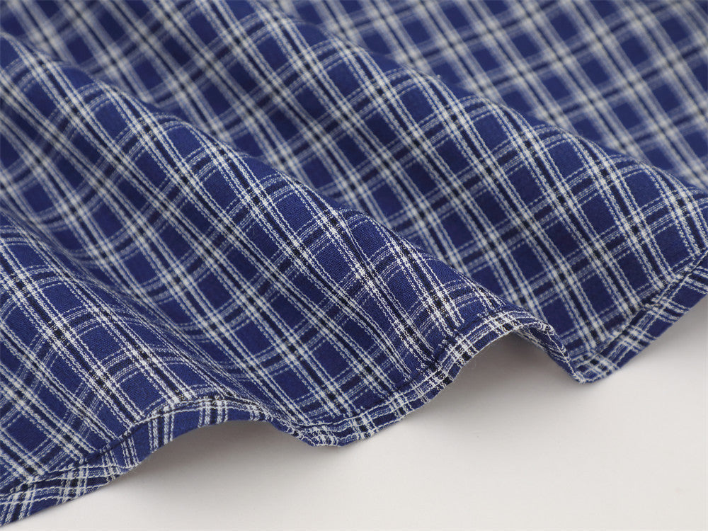 Men's Plaid Long Sleeve Shirt with Rope Loop Embroidery — Relaxed Fit
