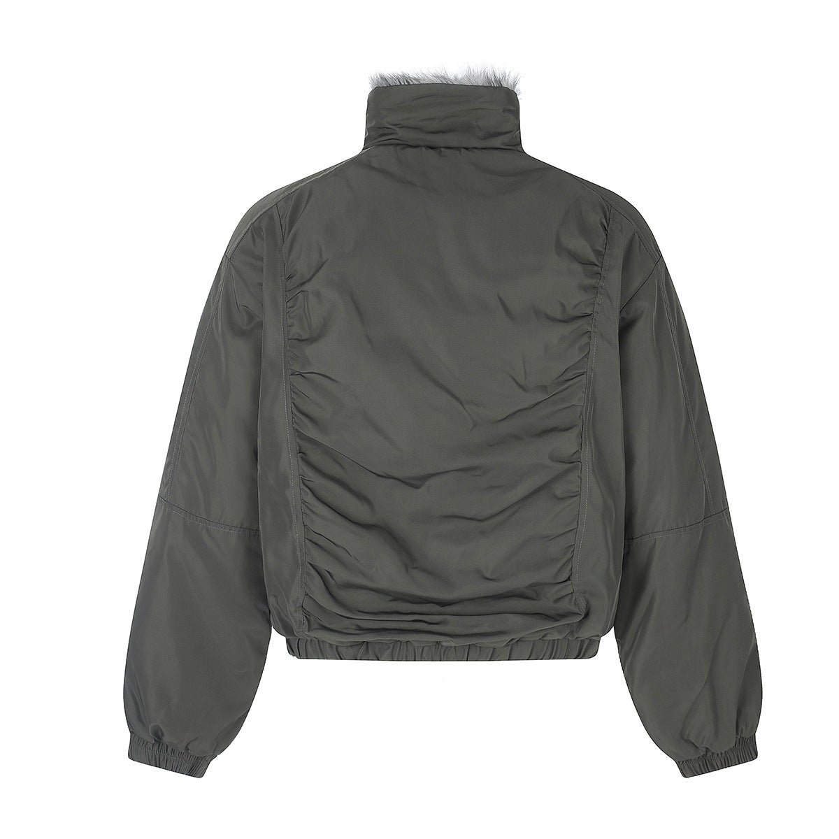 Military Napoleon Button Padded Jacket with Faux Fur Collar