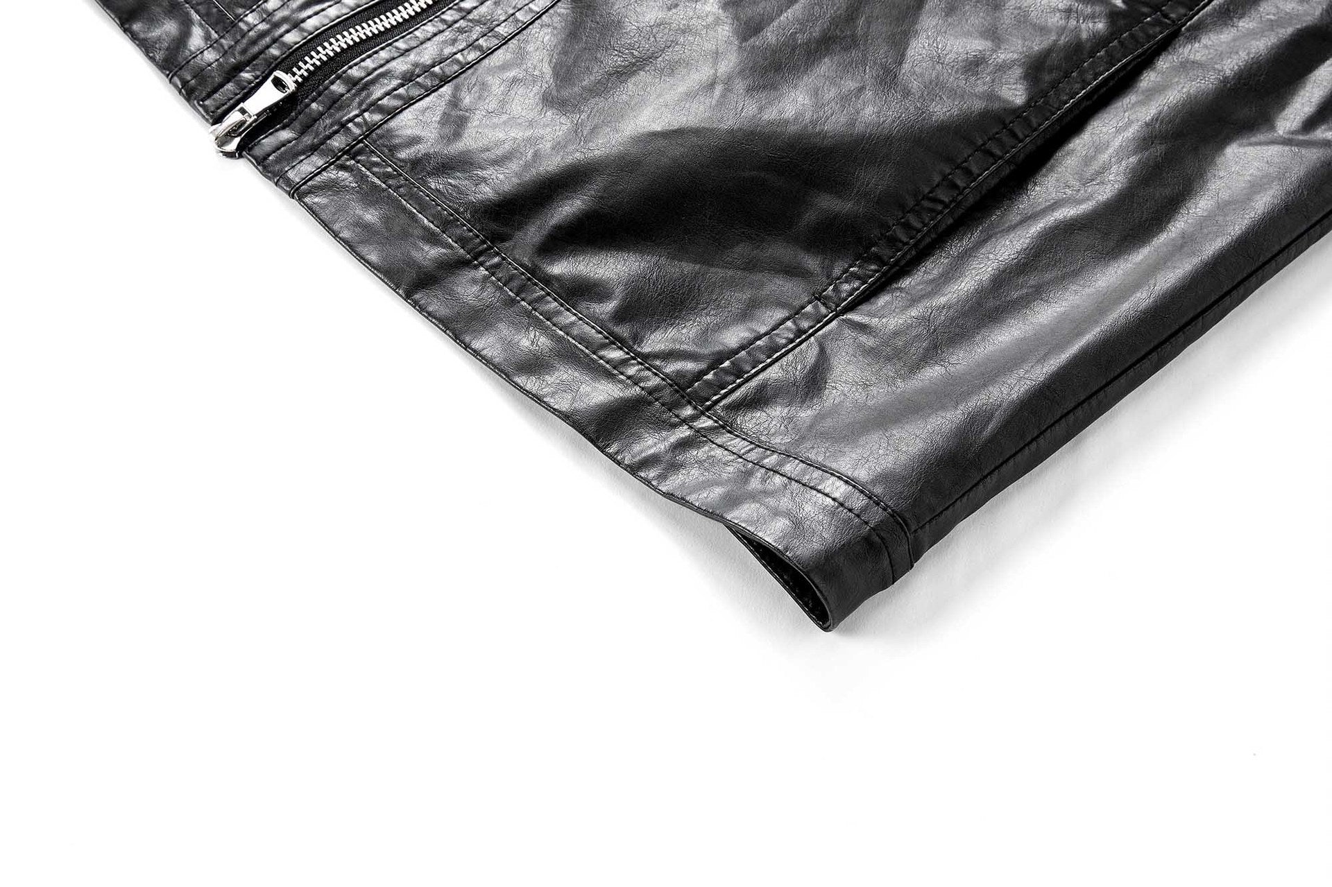 Veste biker moto homme en simili cuir noir – Coupe décontractée, style racer rétro