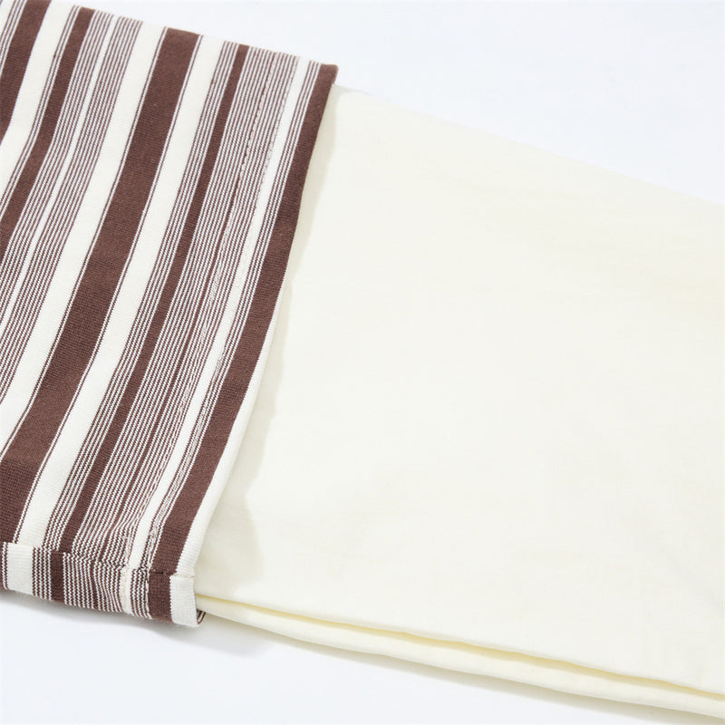Striped Faux Two-Piece Polo Shirt – Relaxed Fit Long Sleeve with Contrast Woven