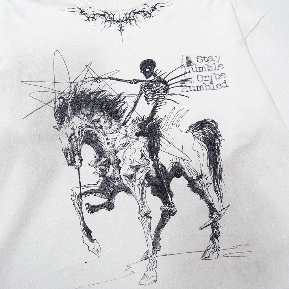 Men's Long Sleeve Shirt – Dark Skeleton Rider Graffiti Graphic Tee