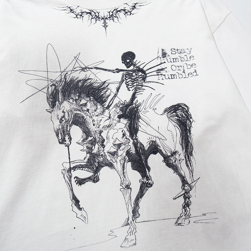 Men's Long Sleeve Shirt – Dark Skeleton Rider Graffiti Graphic Tee