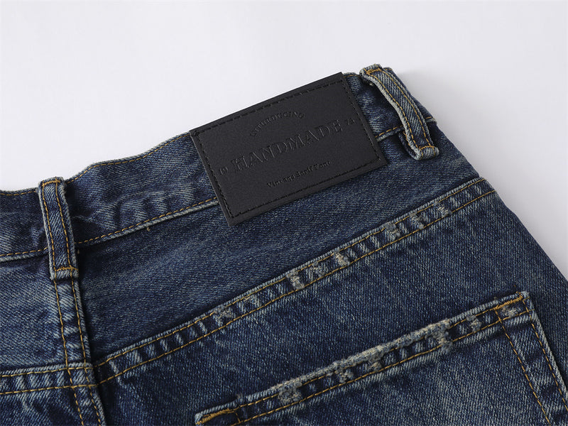 Wide-Leg Distressed Baggy Jeans – Men's Washed Vintage Straight-Cut Denim