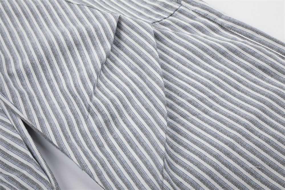 Pantalon à rayures et jambes larges – Taille haute déconstruite, bas incurvé