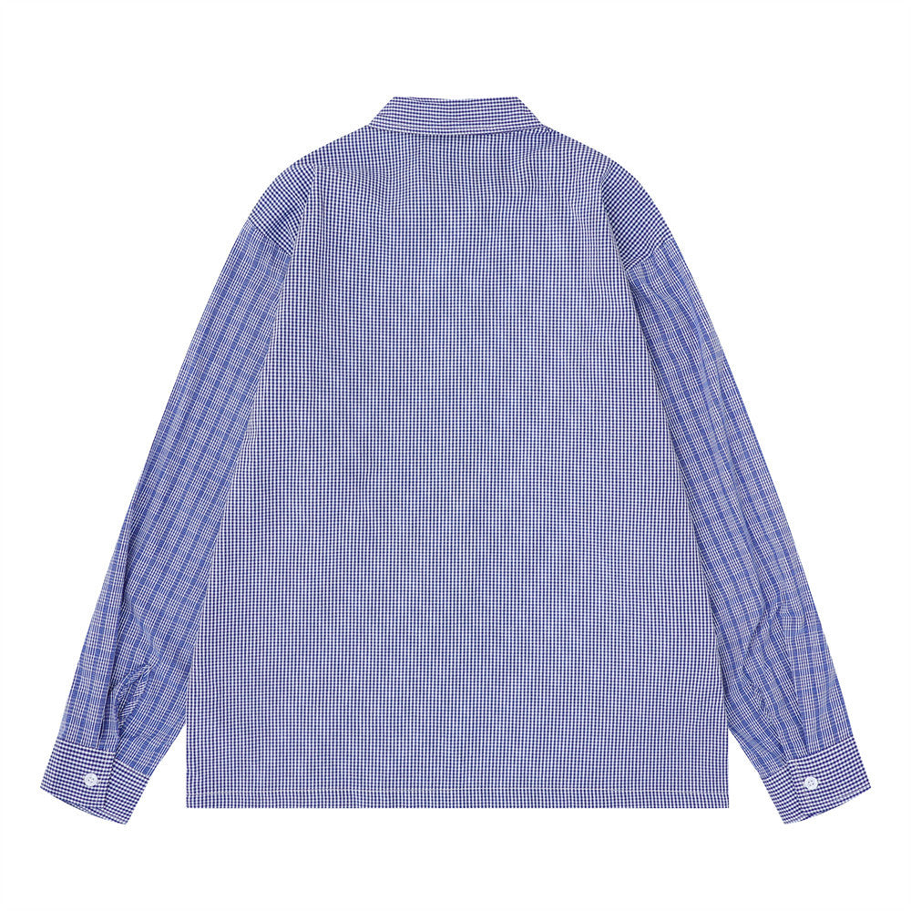Graffiti Paint Splatter Plaid Long Sleeve Shirt – Oversized Fit
