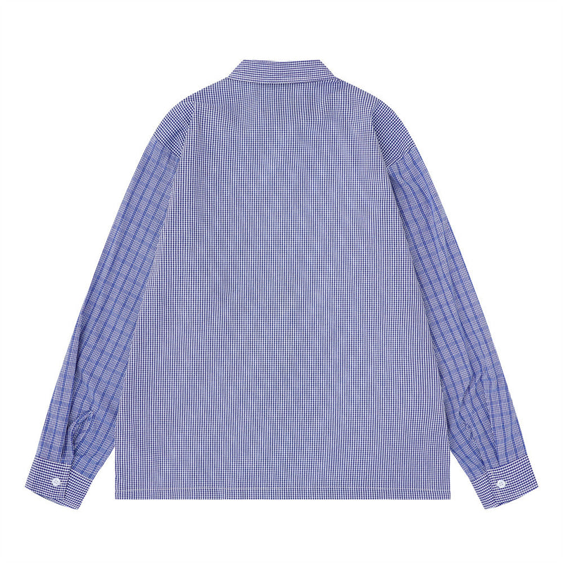 Graffiti Paint Splatter Plaid Long Sleeve Shirt – Oversized Fit