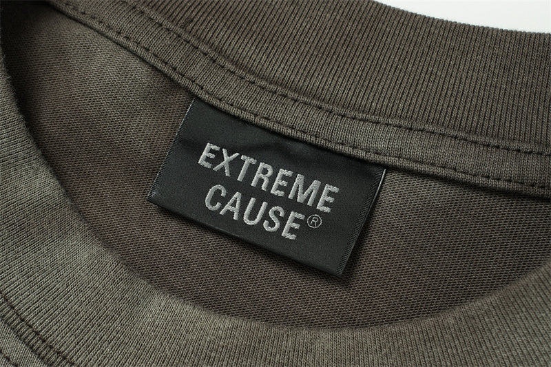 Top homme à manches longues délavé et déconstruit, à cordons de serrage – Chemise streetwear punk