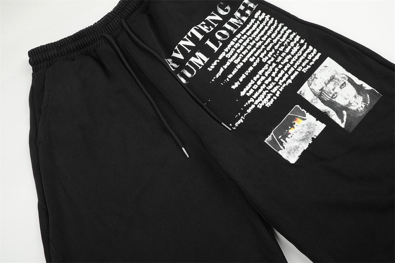 Wide-Leg Graphic Sweatpants – Baggy Fit with Letter Print & Elastic Waist