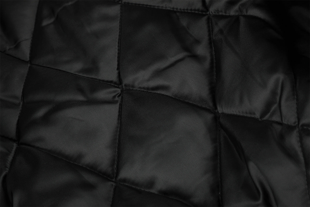 Army Green Bomber Jacket with Leopard Faux Fur Collar & Studs