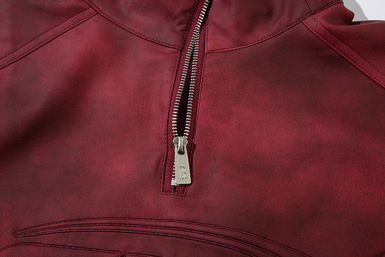Sweat-shirt SMK à demi-zip – Col montant vintage effet délavé à l’acide