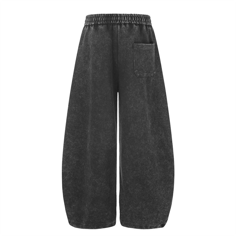 Wide-Leg-Sweathose mit Gothic-Kreuzprint – Acid-Wash-Oversize-Streetwear-Hose