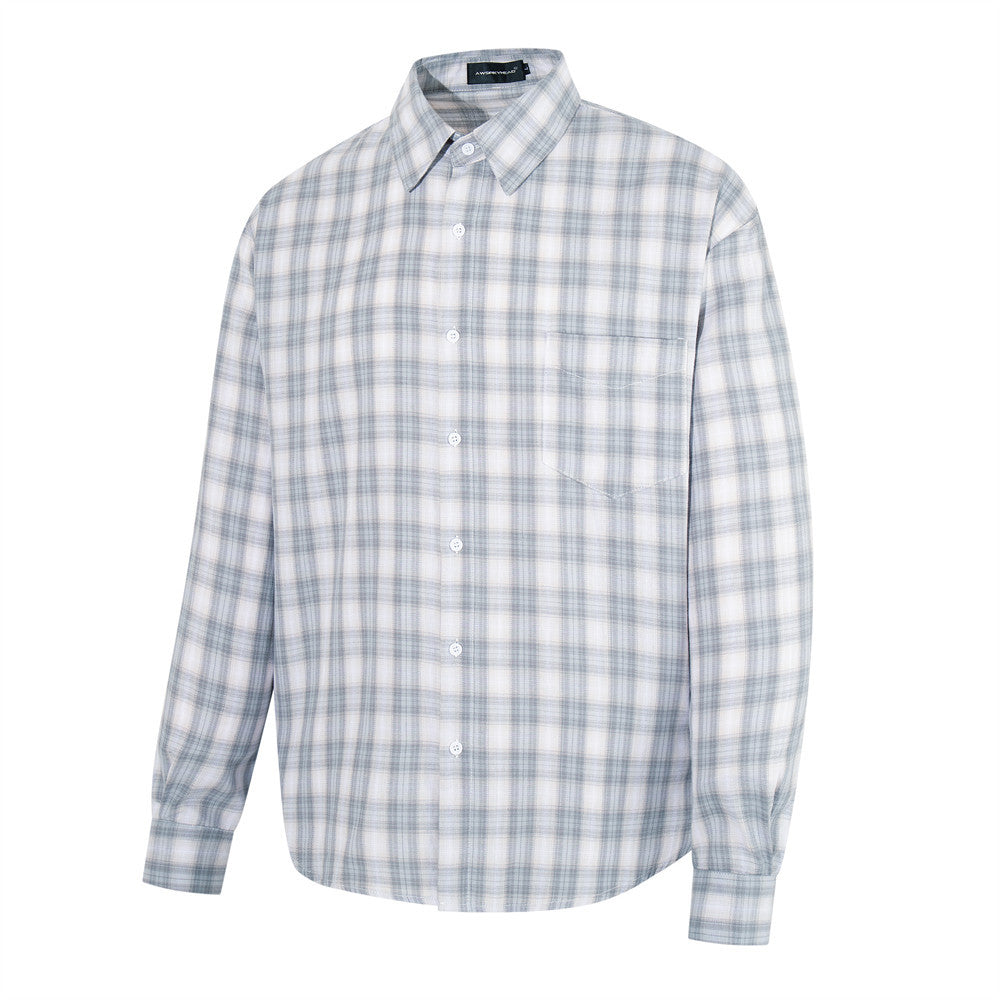 Retro Plaid Long-Sleeve Shirt – Oversized Relaxed Fit