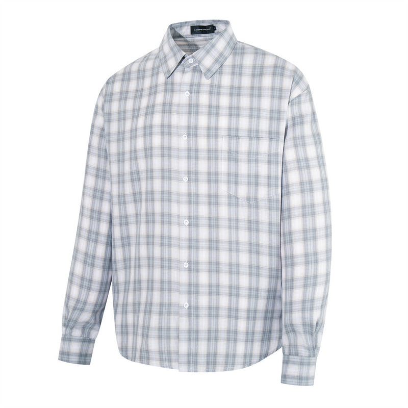 Retro Plaid Long-Sleeve Shirt – Oversized Relaxed Fit