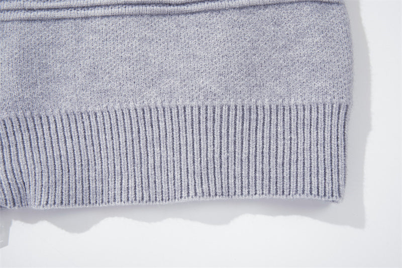 Cardigan zippé en maille à galons militaires – Col montant oversize avec