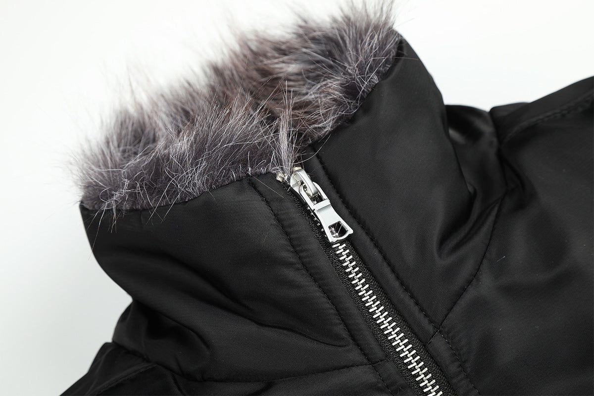 Quilted Padded Jacket with Faux Fur Collar – Moto-Inspired Deconstructed Design