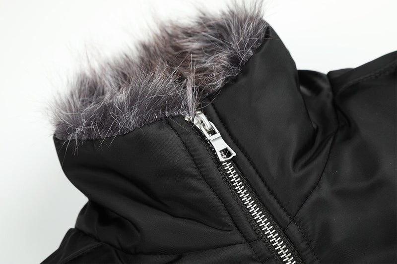 Quilted Padded Jacket with Faux Fur Collar – Moto-Inspired Deconstructed Design