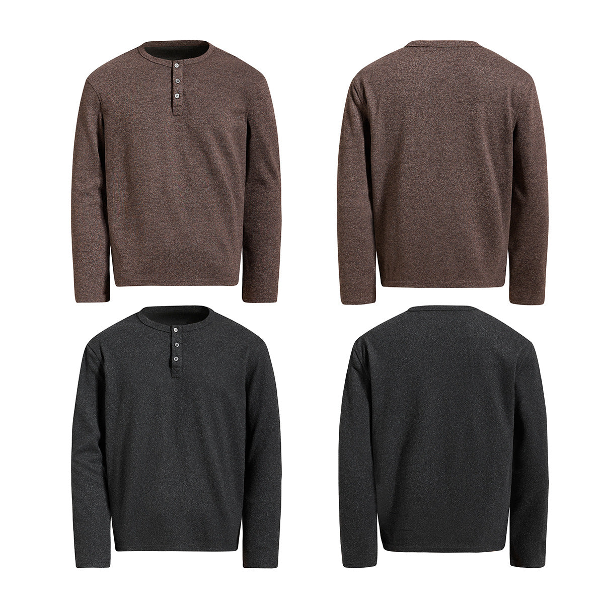 Men's Long-Sleeve Henley T-Shirt – Vintage American Style, Relaxed Fit