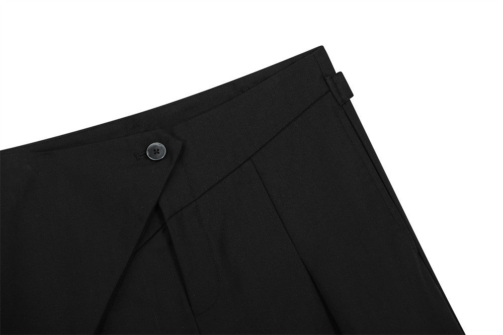 Wide-Leg Pleated Trousers with Wrap Waist Detail