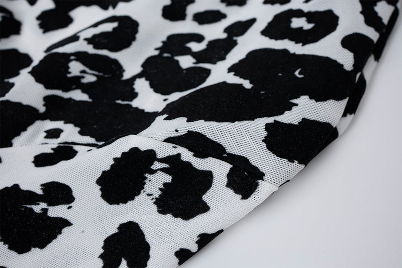 Leopard Print Turtleneck Long Sleeve Slim-Fit Shirt