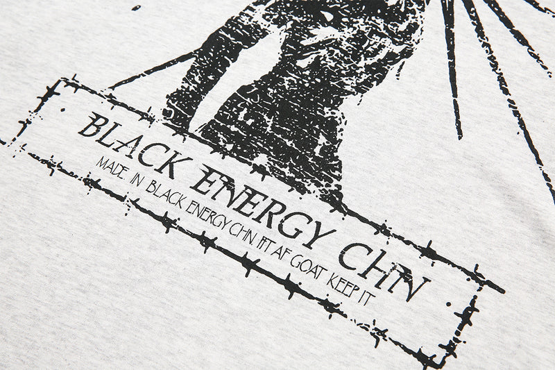 T-shirt graphique manches longues avec col zippé à rivets – Imprimé Black Energy CHN