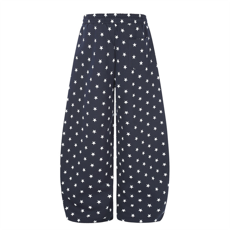 Wide-Leg Star & Letter Print Pants – Men's Hip-Hop Streetwear Baggy Fit