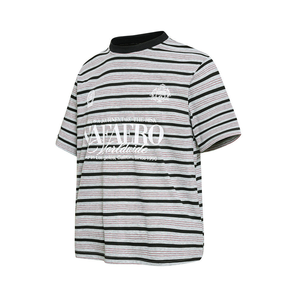 Striped Graphic T-Shirt – Mafaero Worldwide Oversized Crew Neck Tee