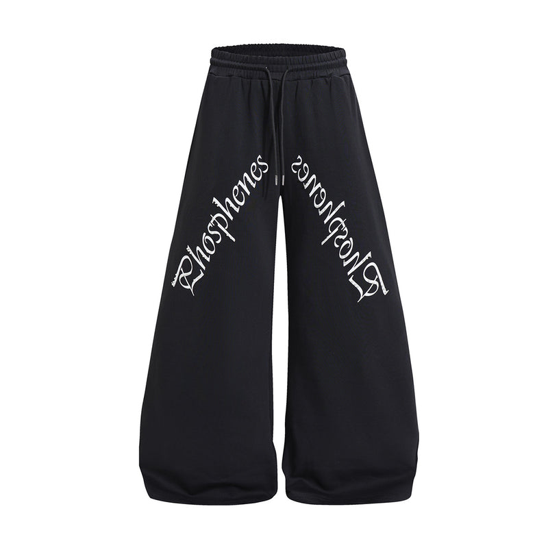 Pantalon de survêtement à jambes larges avec imprimé gothique – Pantalon molletonné baggy hip-hop