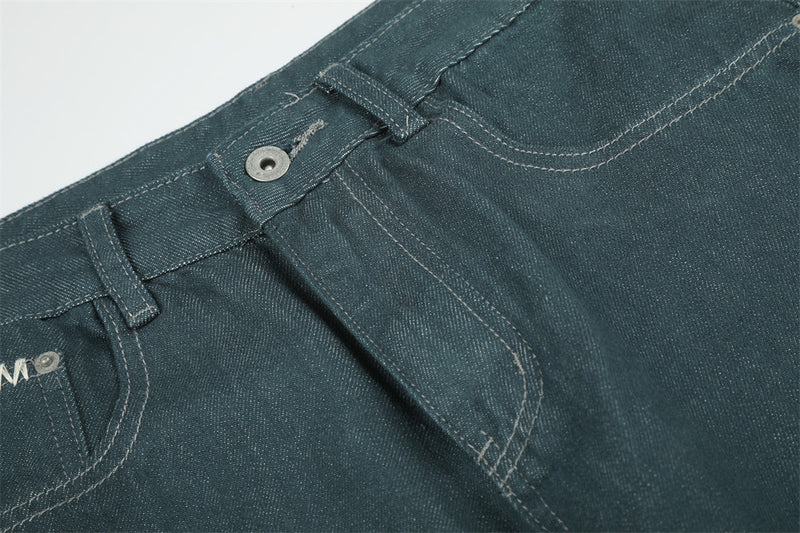 Baggy-Jeans mit weitem Bein für Herren – Kontrastnähte, gerade 5-Pocket-Denimhose