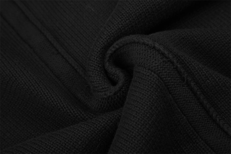Veste en maille noire pour homme à col montant et zip diagonal asymétrique