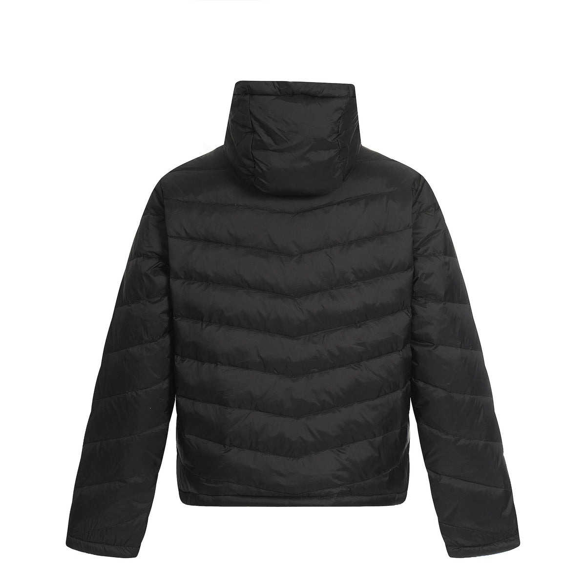 Hooded Puffer Down Jacket – Quilted Winter Coat in Light Gray & Black