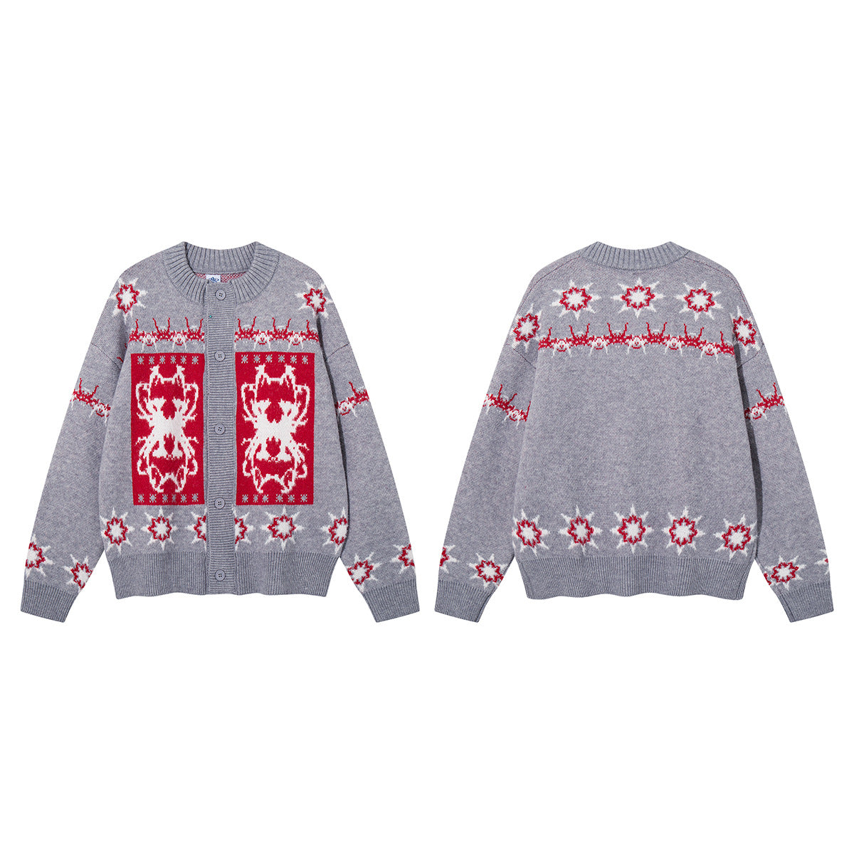 Fair Isle Jacquard Knit Cardigan Sweater – Vintage Christmas Pattern
