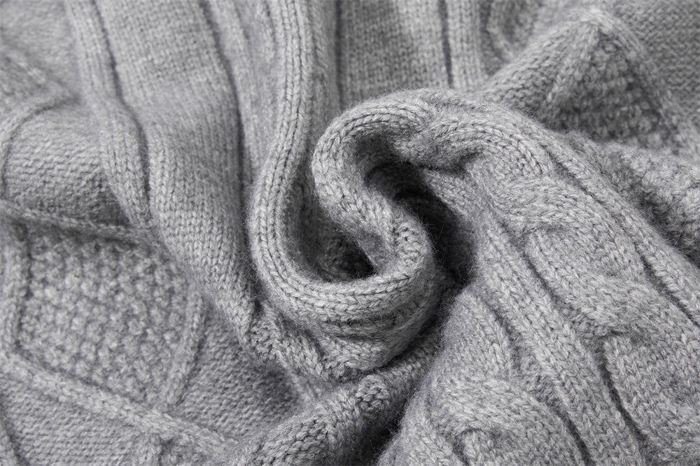 Sweat à capuche zippé en maille torsadée à motif losanges et capuche à cordon