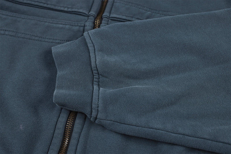 Veste à capuche zippée à multiples poches – Délavage acide vintage