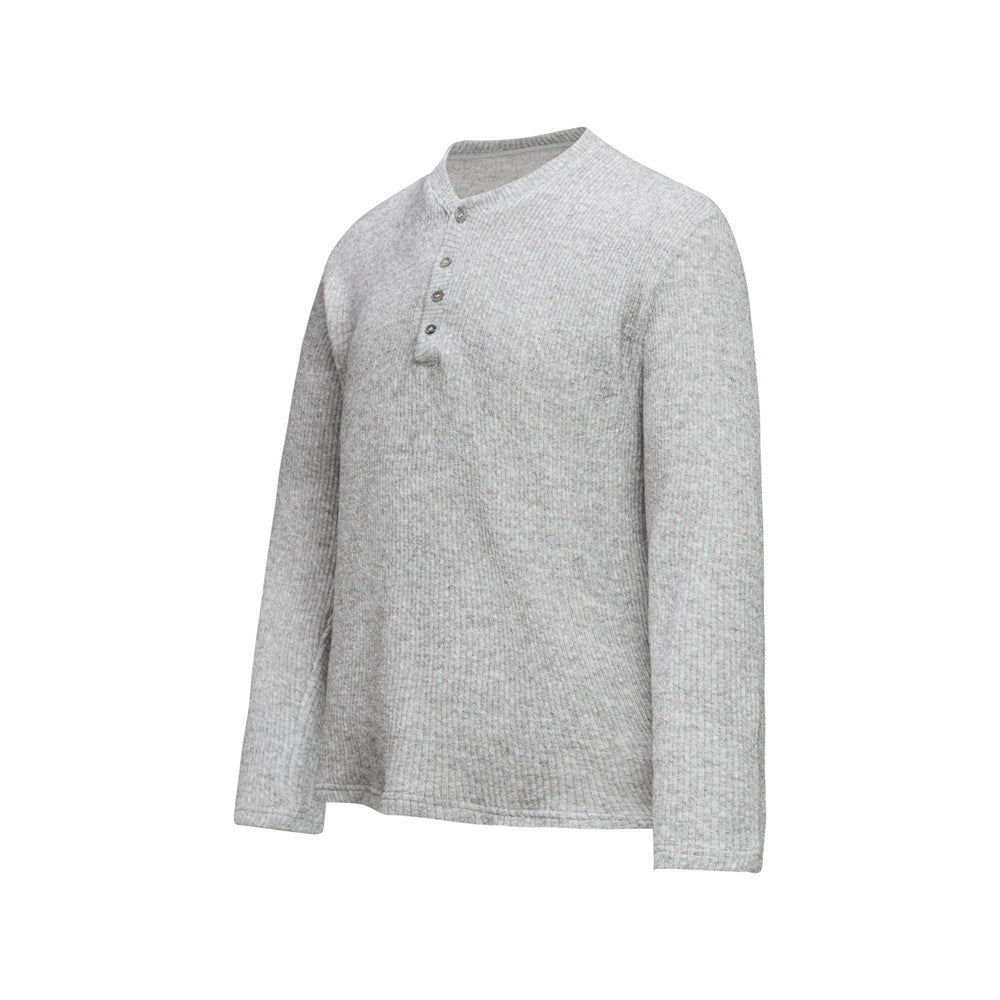 Men's Ribbed Knit Henley Sweater – Long Sleeve, Relaxed Fit