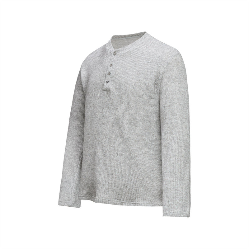 Men's Ribbed Knit Henley Sweater – Long Sleeve, Relaxed Fit