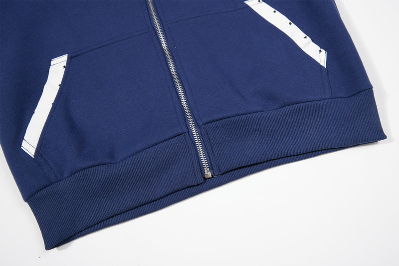 Sweat à capuche graphique bleu marine – Sweat cropped zippé avec écusson chien cartoon