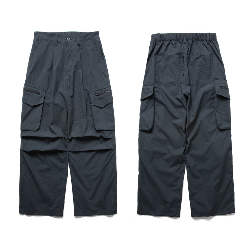 Wide-Leg Cargo Pants with Zipper Pockets – Ripstop Nylon, Relaxed Fit