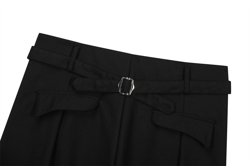 Wide-Leg Pleated Trousers with Wrap Waist Detail