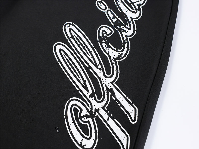 Pantalon de survêtement à jambes larges avec logo cursif et ceinture élastiquée