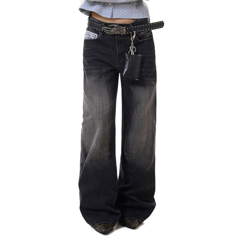 Wide-Leg Baggy Jeans – Vintage Washed Straight-Cut Denim