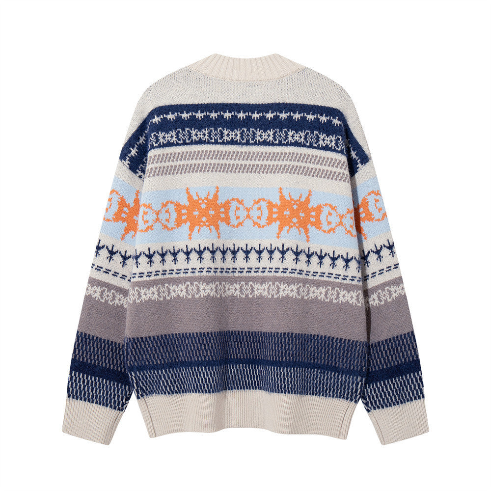 Gestreifte Jacquard-Strickjacke – Herren-Cardigan mit Knopfleiste und lässiger Passform