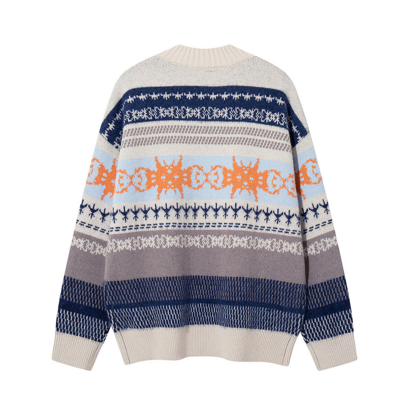 Gestreifte Jacquard-Strickjacke – Herren-Cardigan mit Knopfleiste und lässiger Passform