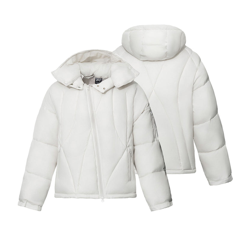 Daunenjacke mit Kapuze, unregelmäßiger Steppung & abnehmbarer Kapuze