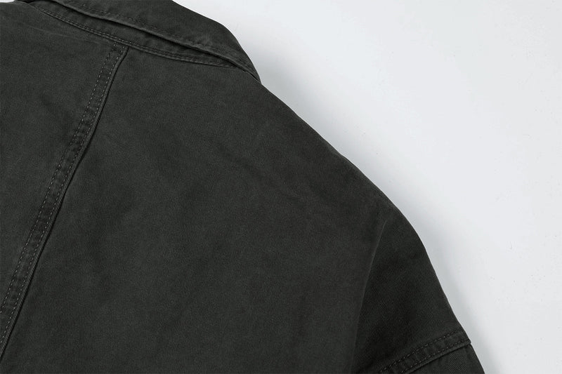Veste Harrington boxy délavée – Col distressed vert militaire et coupe courte