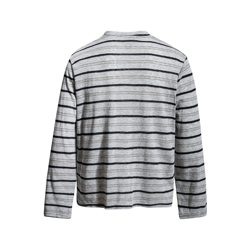 Men's Striped Long Sleeve Henley T-Shirt – Relaxed Fit