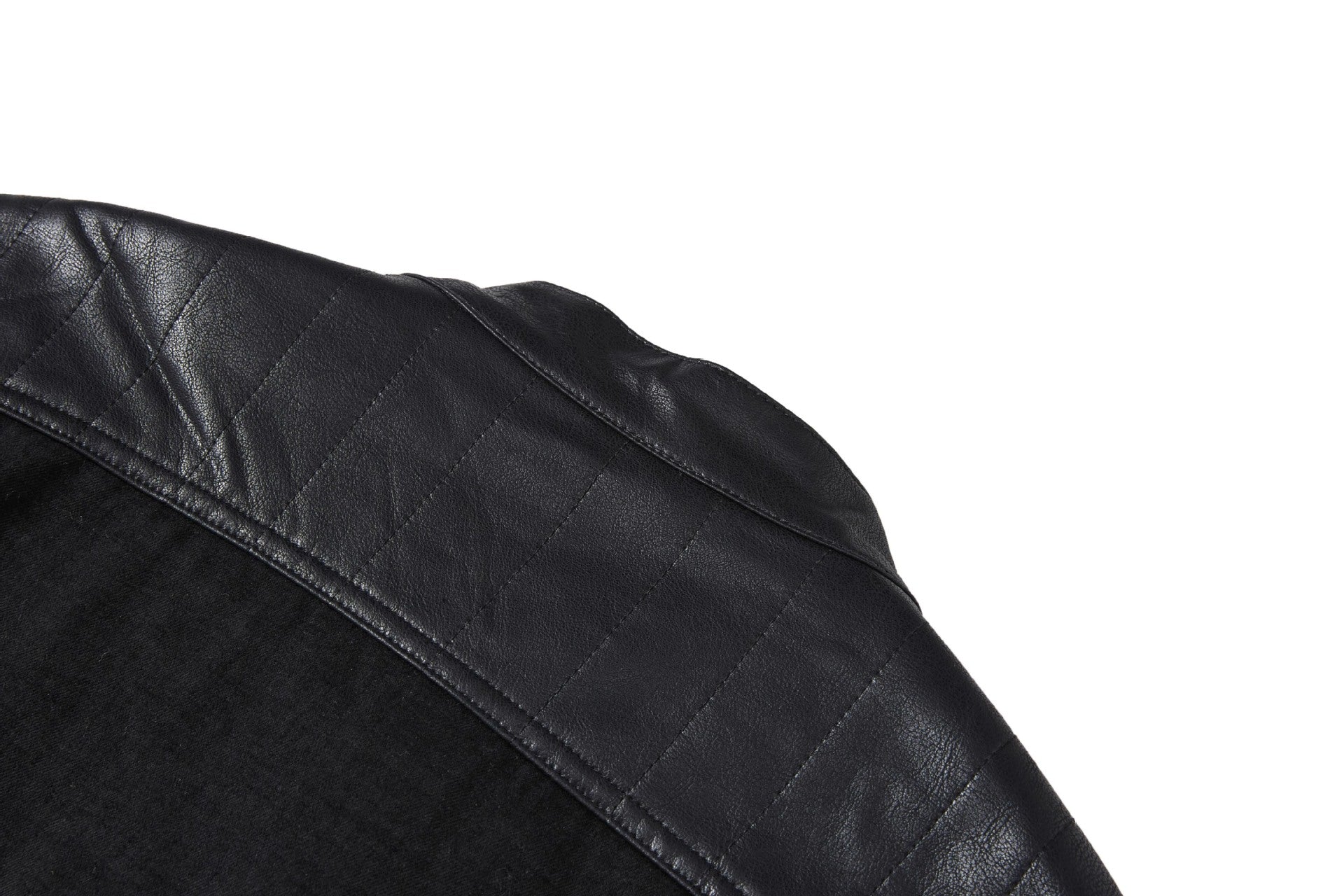 Boxy Moto Jacket – Black Denim & PU Leather Panel Biker Jacket