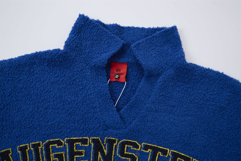 Varsity Polo Sweater – Augenstern 08 Collegiate Graphic, Oversized Fit