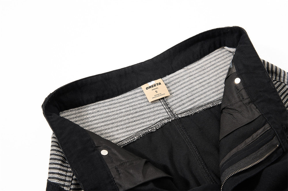 Wide-Leg Cargo Pants with Contrast Stripe Pockets – Men's Relaxed Straight